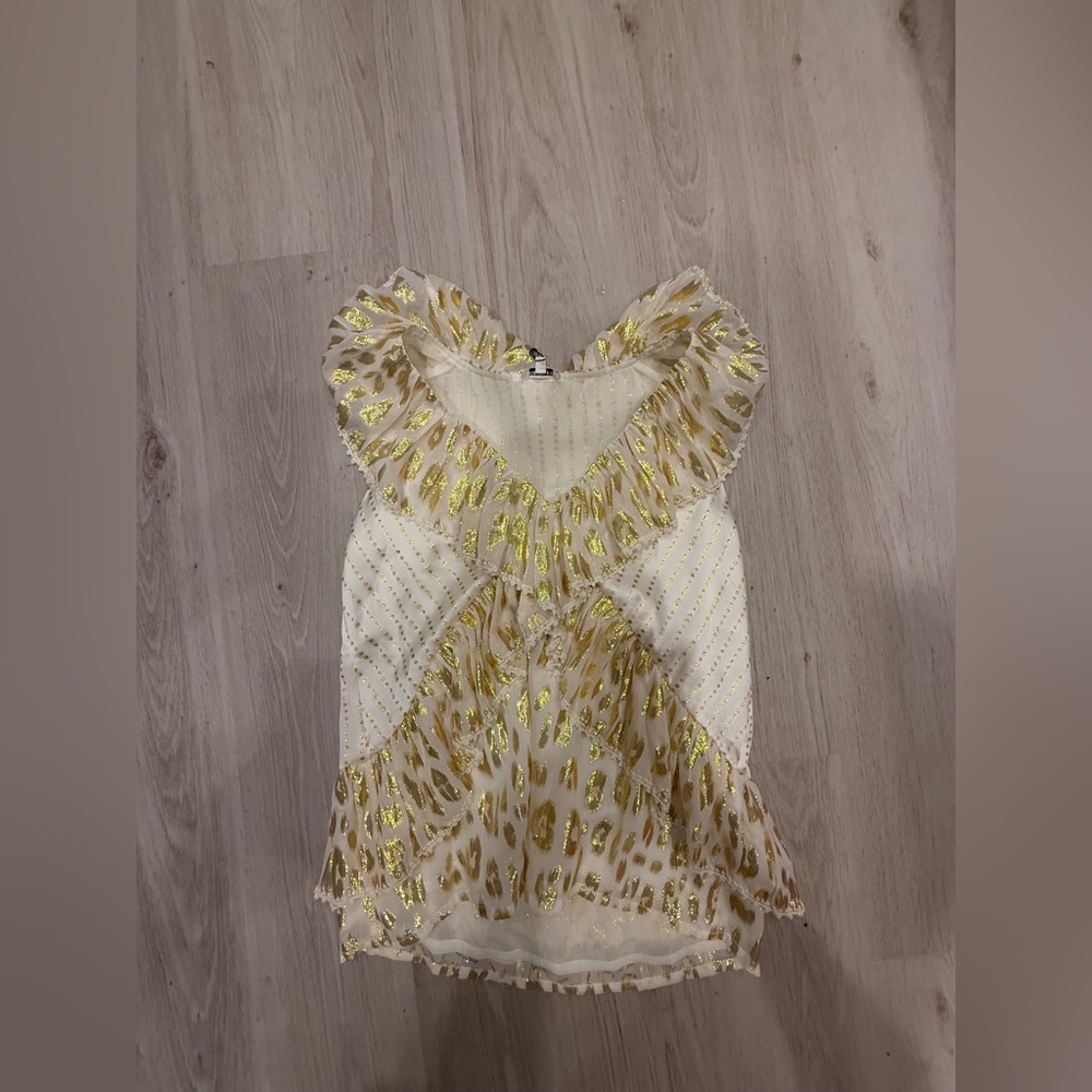 Manoush Elegant Gold and Cream Women's Top size woman’s